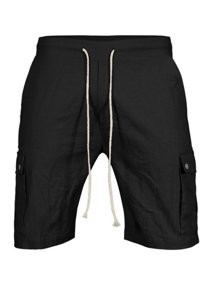 Shorts- Men’s Cotton Cargo Shorts with Multi-Pockets- Black- IndioGear Fashion and Gear