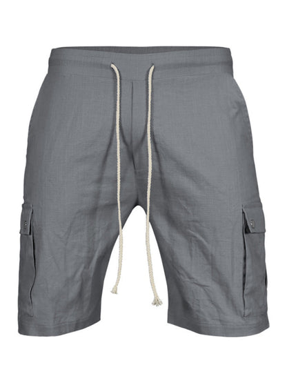 Shorts- Men’s Cotton Cargo Shorts with Multi-Pockets- Grey- IndioGear Fashion and Gear