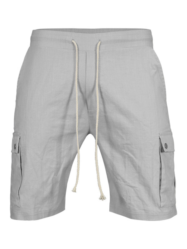 Shorts- Men’s Cotton Cargo Shorts with Multi-Pockets- Misty grey- IndioGear Fashion and Gear