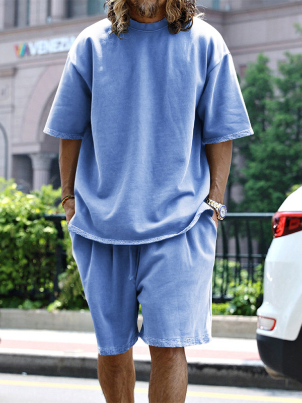 Shorts Set- Light Blue Two-Piece Shorts Set for Men- - IndioGear.com