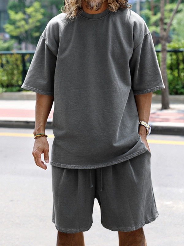 Shorts Set- Light Blue Two-Piece Shorts Set for Men- Charcoal grey- IndioGear.com