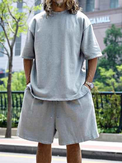 Shorts Set- Light Blue Two-Piece Shorts Set for Men- - IndioGear.com