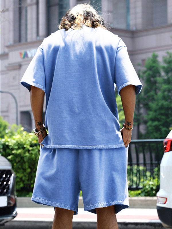 Shorts Set- Light Blue Two-Piece Shorts Set for Men- - IndioGear.com