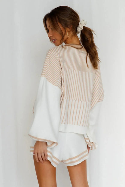 Shorts Sets- Drop-Shoulder Sweatshirt & Matching Shorts Comfy Two-Piece Set- - IndioGear.com