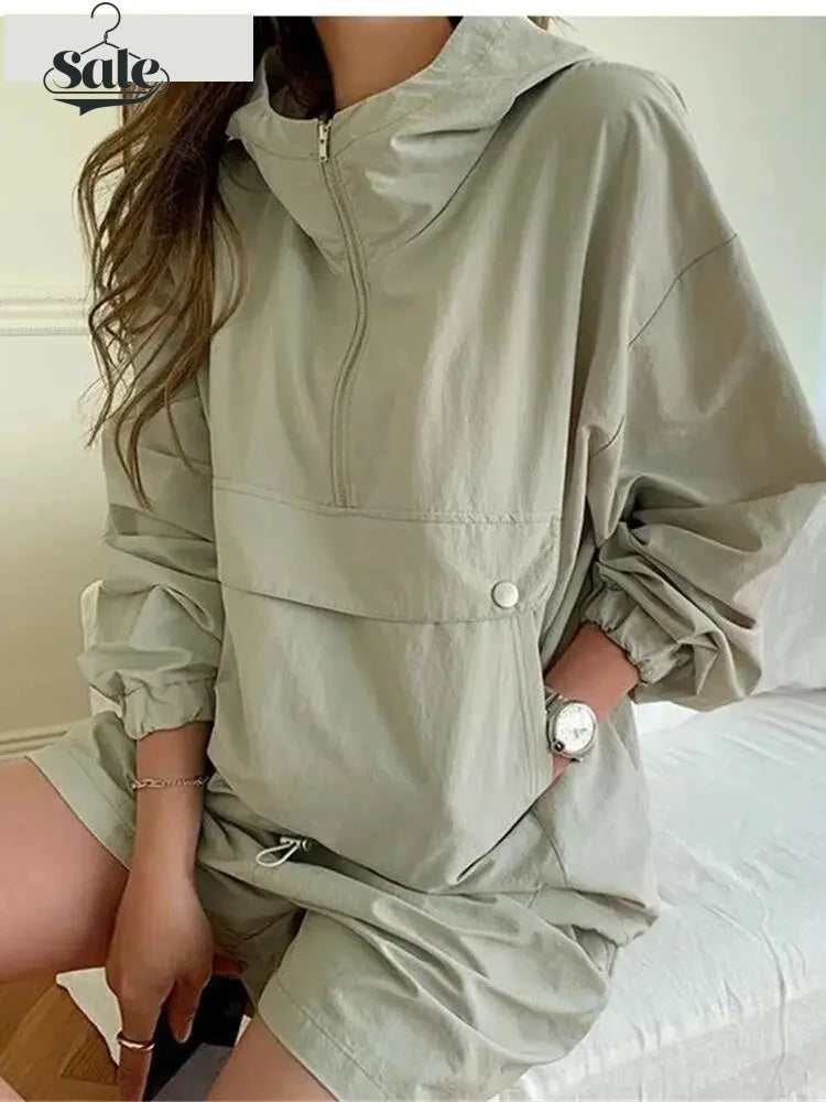 Shorts Sets- Minimalist Casual 2-Piece Hoodie and Shorts Set- - IndioGear.com