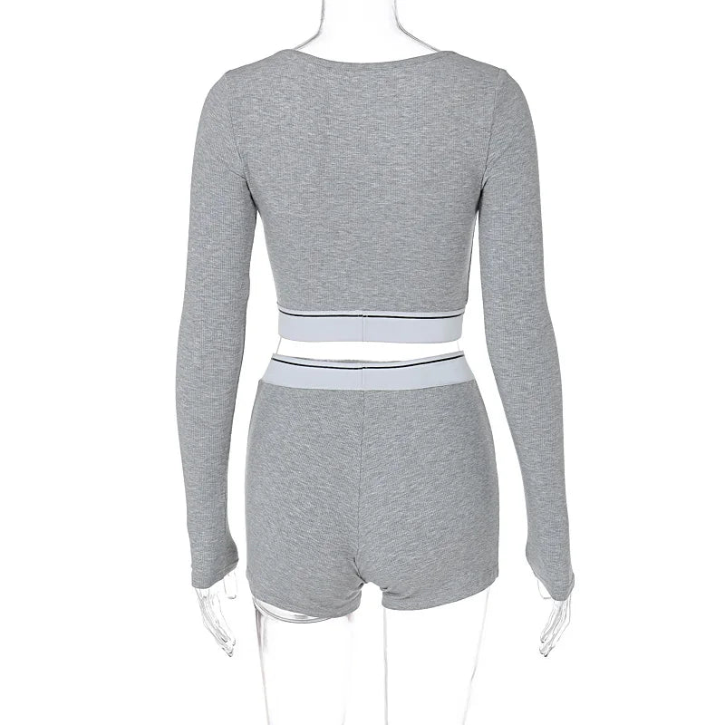 Shorts Sets- Sporty Fitness Crop Top and Shorts Set for Woman- - IndioGear.com