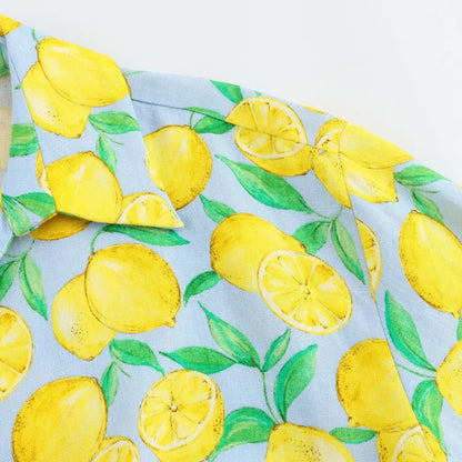 Shorts Sets- Women Zesty Lemon Crop Top & Shorts - Two-Piece Set for Summer Days- - IndioGear.com