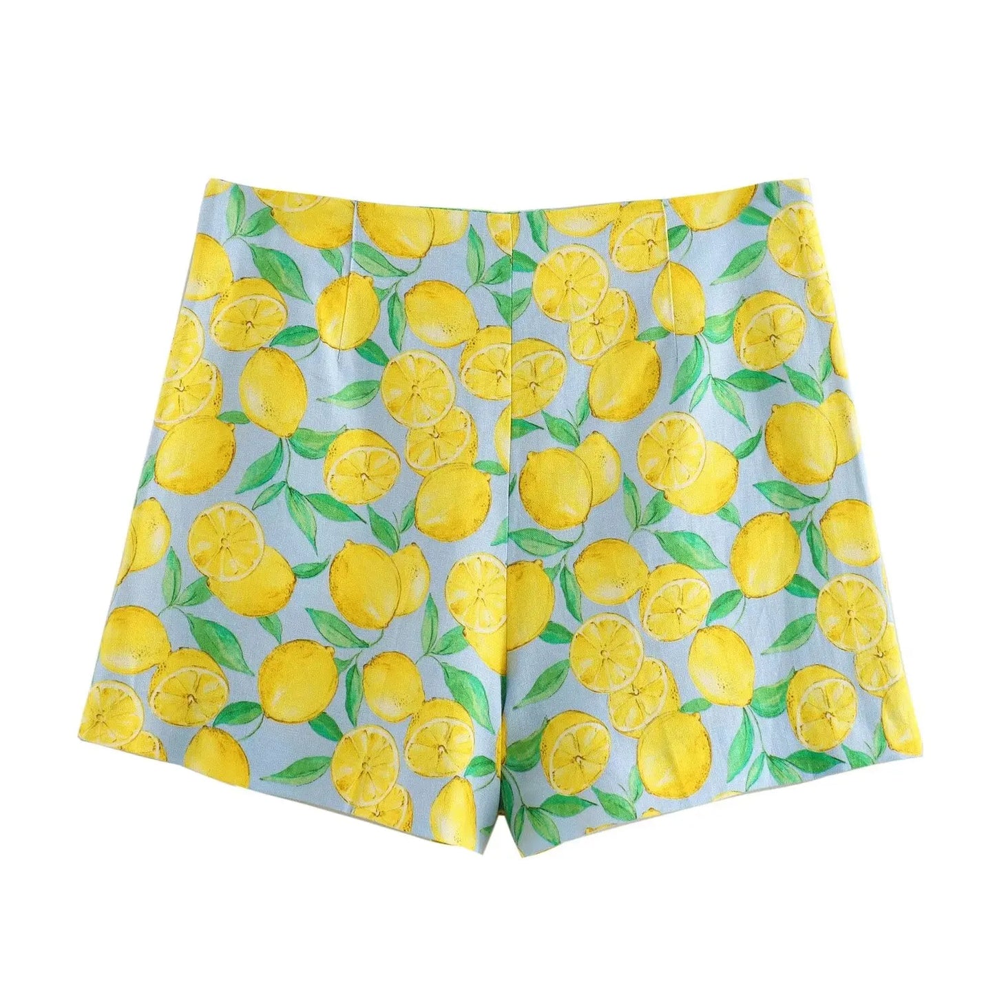 Shorts Sets- Women Zesty Lemon Crop Top & Shorts - Two-Piece Set for Summer Days- - IndioGear.com