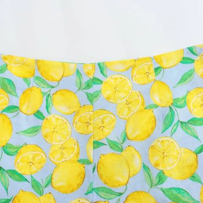 Shorts Sets- Women Zesty Lemon Crop Top & Shorts - Two-Piece Set for Summer Days- - IndioGear.com