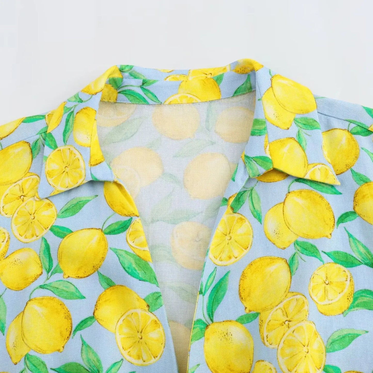 Shorts Sets- Women Zesty Lemon Crop Top & Shorts - Two-Piece Set for Summer Days- - IndioGear.com