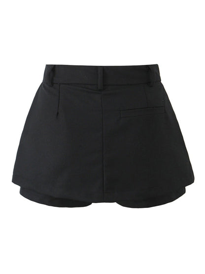 Solid Mini Skirt with Built-in Undergarment for Summer