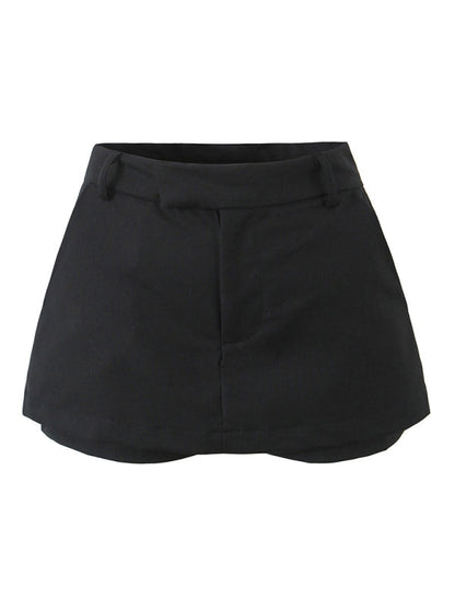 Solid Mini Skirt with Built-in Undergarment for Summer