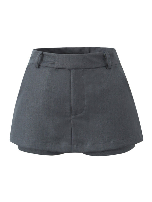 Solid Mini Skirt with Built-in Undergarment for Summer