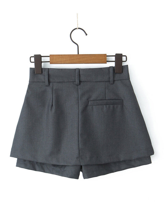 Solid Mini Skirt with Built-in Undergarment for Summer