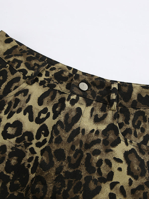 Shorts- Women's Leopard Print Shorts for Beach Days- - IndioGear Fashion and Gear