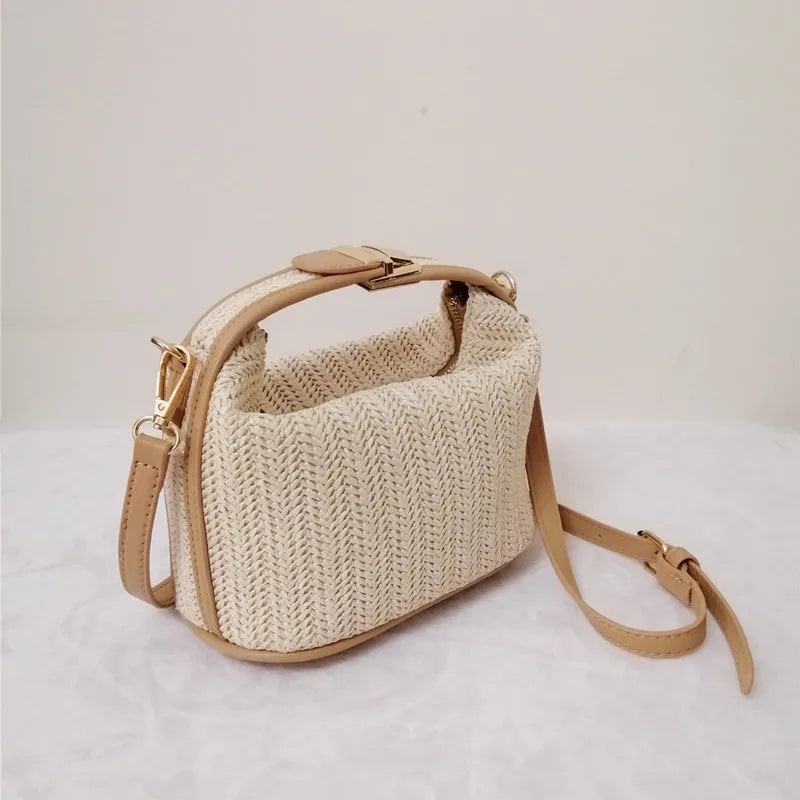 Shoulder Bags- Chic Tides Straw Crossbody- - IndioGear Women Clothing