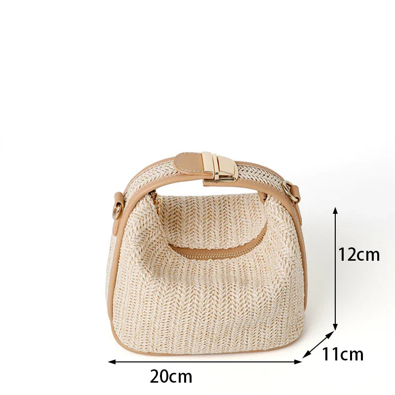 Shoulder Bags- Chic Tides Straw Crossbody- - IndioGear Women Clothing