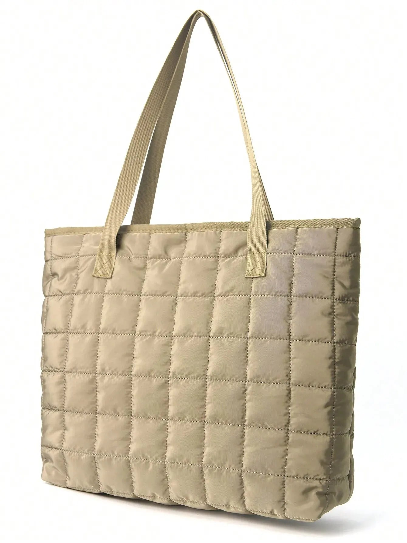 Shoulder Bags- Quilted Carryall Shoulder Bag- Khaki- IndioGear Fashion and Gear