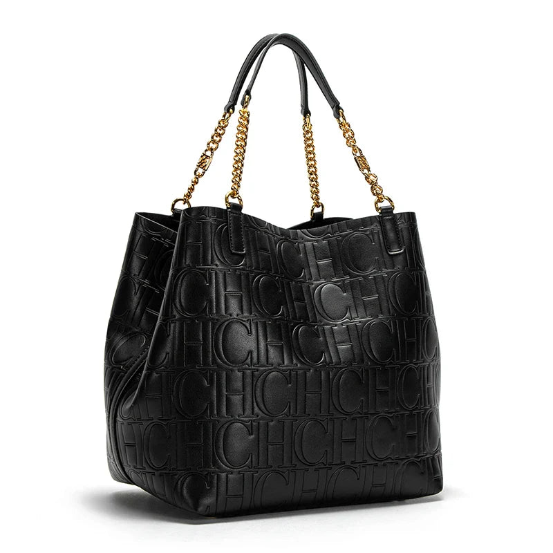 Shoulder Bags- Timeless Texture Handbag - Retro Deluxe- Black- IndioGear Women Clothing