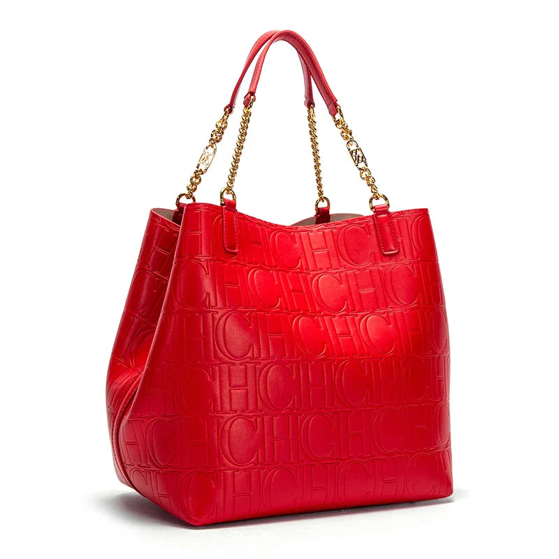 Shoulder Bags- Timeless Texture Handbag - Retro Deluxe- Red- IndioGear Women Clothing