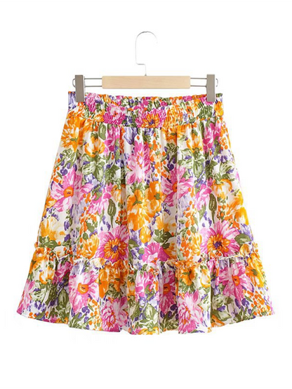 Skirt Set- Tropical Paradise Duo A-Line Mini Skirt & Crop Cami- - IndioGear.com