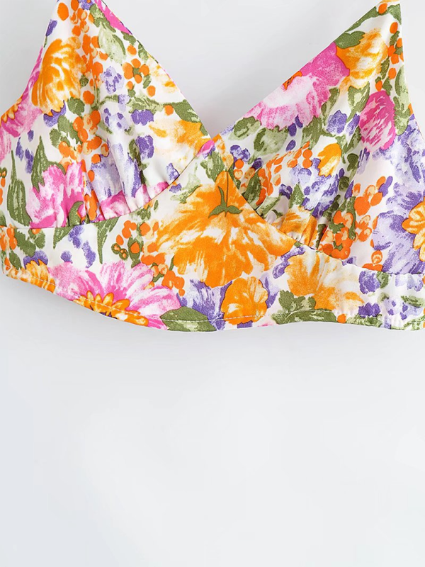 Skirt Set- Tropical Paradise Duo A-Line Mini Skirt & Crop Cami- - IndioGear.com