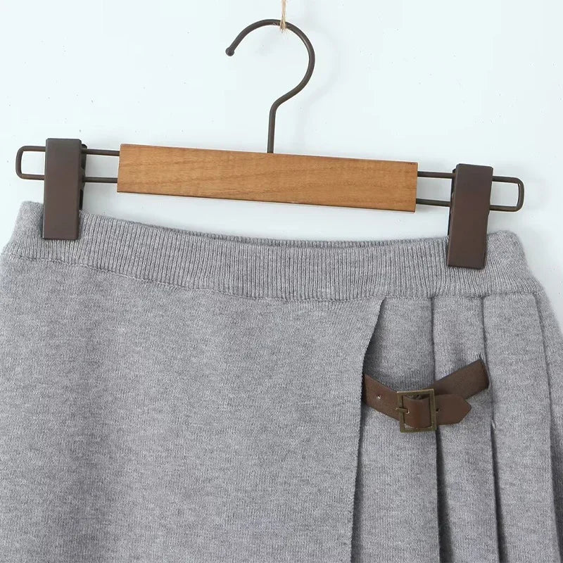 Skirt Sets- Classic Skirt & Sweater Combo - Women Two-Piece Knit Set- - IndioGear.com