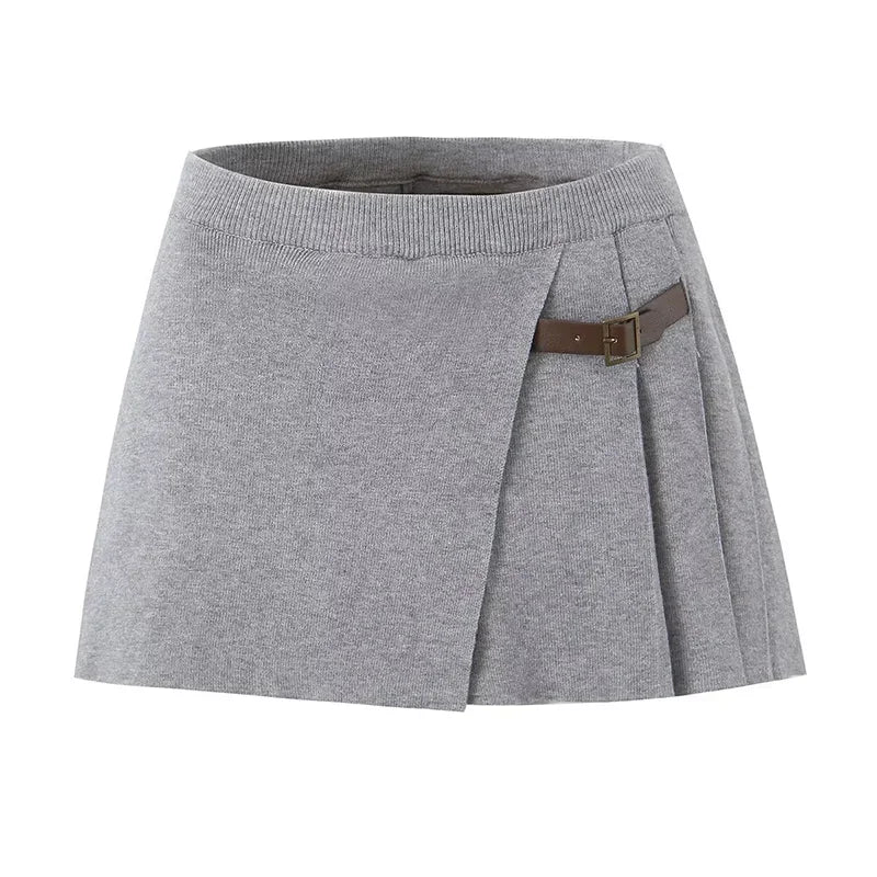 Skirt Sets- Classic Skirt & Sweater Combo - Women Two-Piece Knit Set- Only grey skirt- IndioGear.com