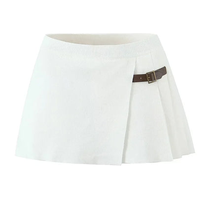 Skirt Sets- Classic Skirt & Sweater Combo - Women Two-Piece Knit Set- Only white skirt- IndioGear.com