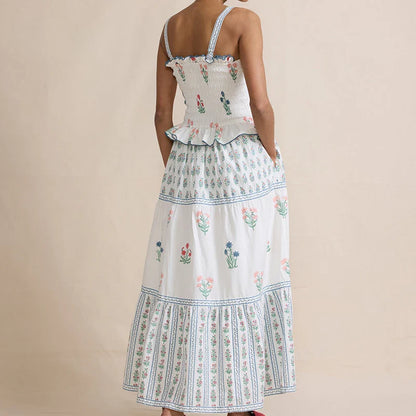 Skirt Sets- Spring Garden Party Floral Skirt and Top Set for Women- - IndioGear.com