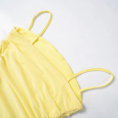 Skirt Sets- Vibrant Yellow Cami Top and Maxi Skirt Two-Piece Set- - IndioGear.com