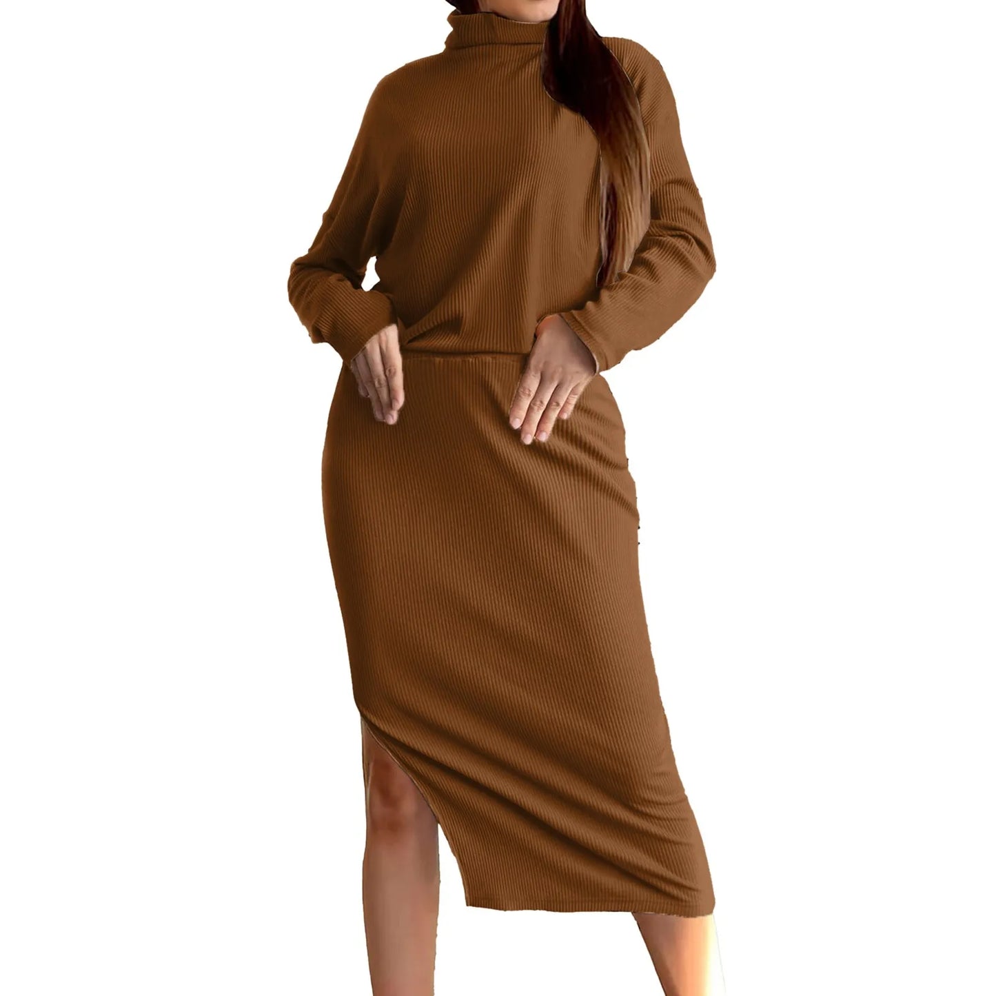 Skirt & Top Matching Set- Loose Rib Knit Skirts + Sweaters Matching Set Outfit – Casual Outfit- - IndioGear.com