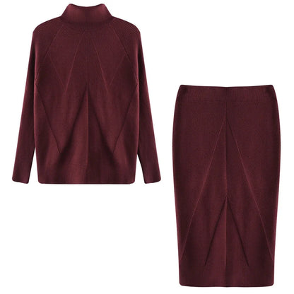 Skirt and Top Matching Sets- Cable Knit Skirt and Top Matching Set for Women- - IndioGear.com