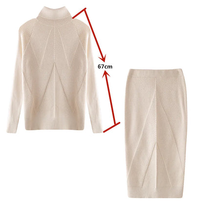 Skirt and Top Matching Sets- Cable Knit Skirt and Top Matching Set for Women- - IndioGear.com