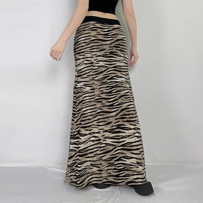 Skirts- Cozy Fur Textured Zebra Maxi Skirt- - IndioGear.com