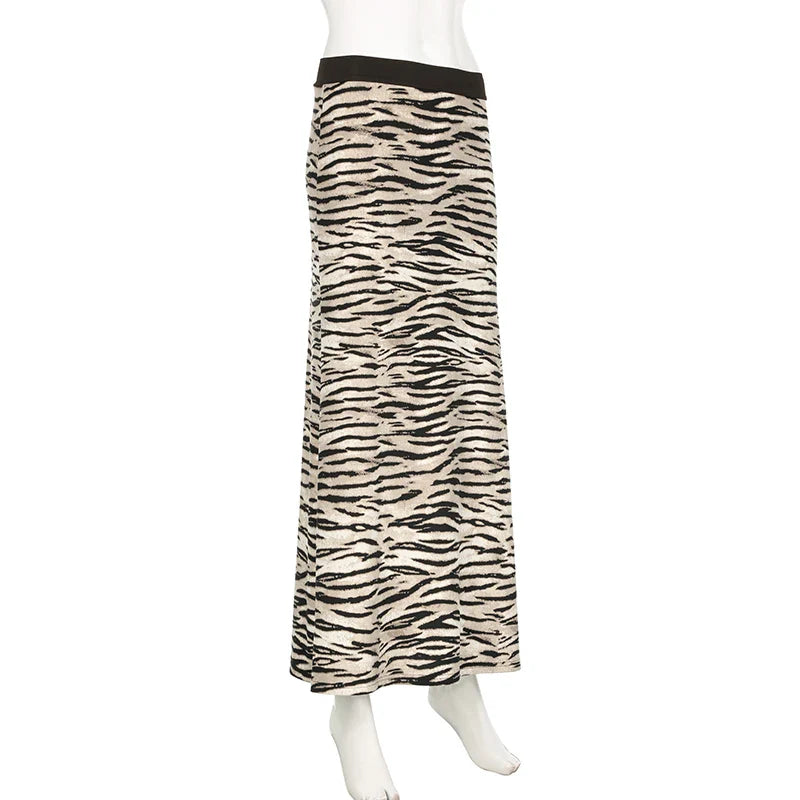 Skirts- Cozy Fur Textured Zebra Maxi Skirt- - IndioGear.com