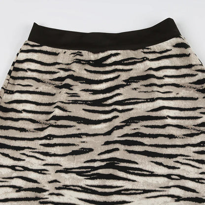 Skirts- Cozy Fur Textured Zebra Maxi Skirt- - IndioGear.com