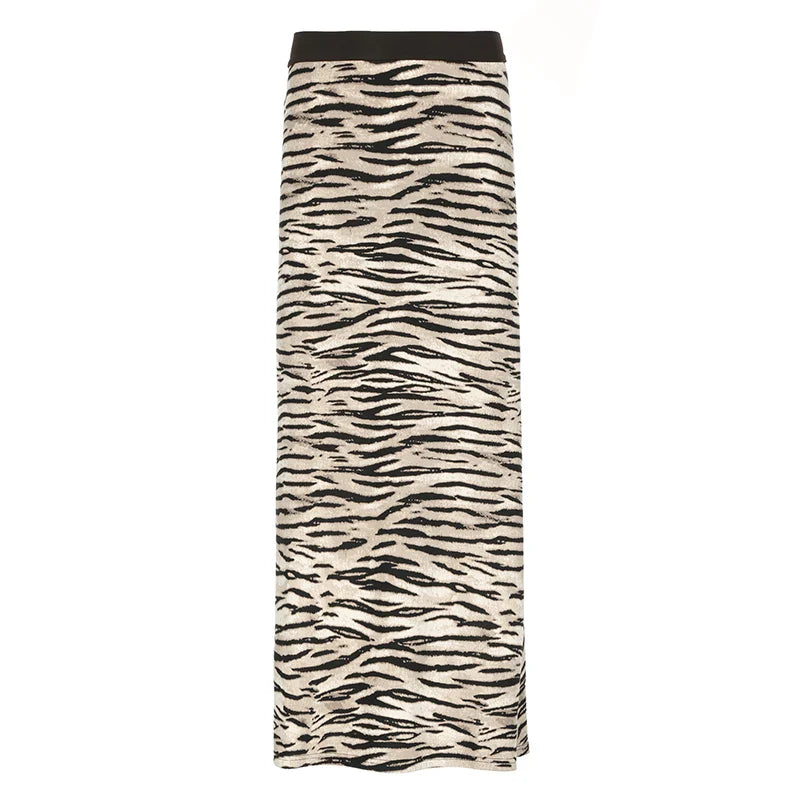 Skirts- Cozy Fur Textured Zebra Maxi Skirt- Zebra Print- IndioGear.com