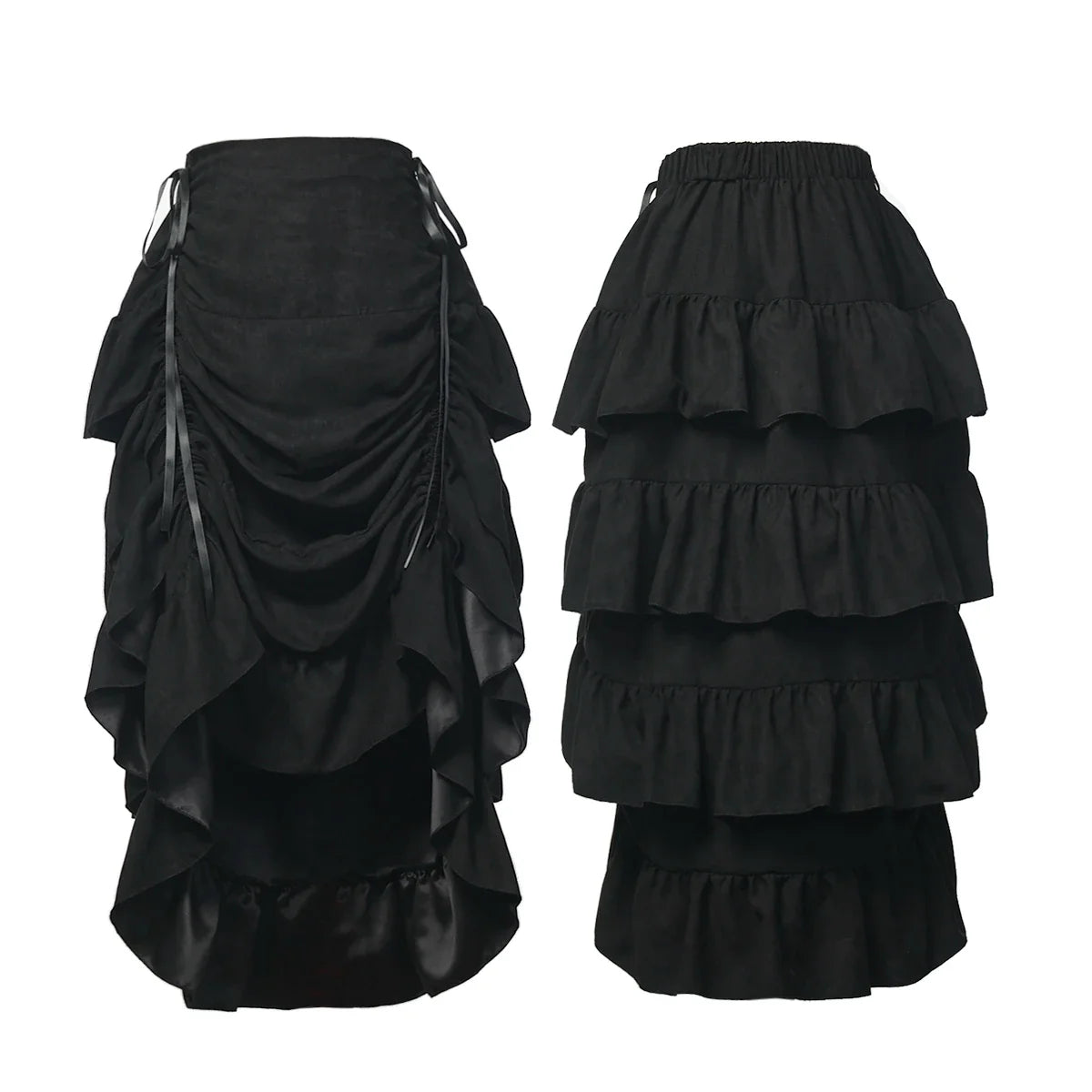 Skirts- Renaissance Fair Ready: High-Low Pirate Skirt for Timeless Elegance- - IndioGear.com