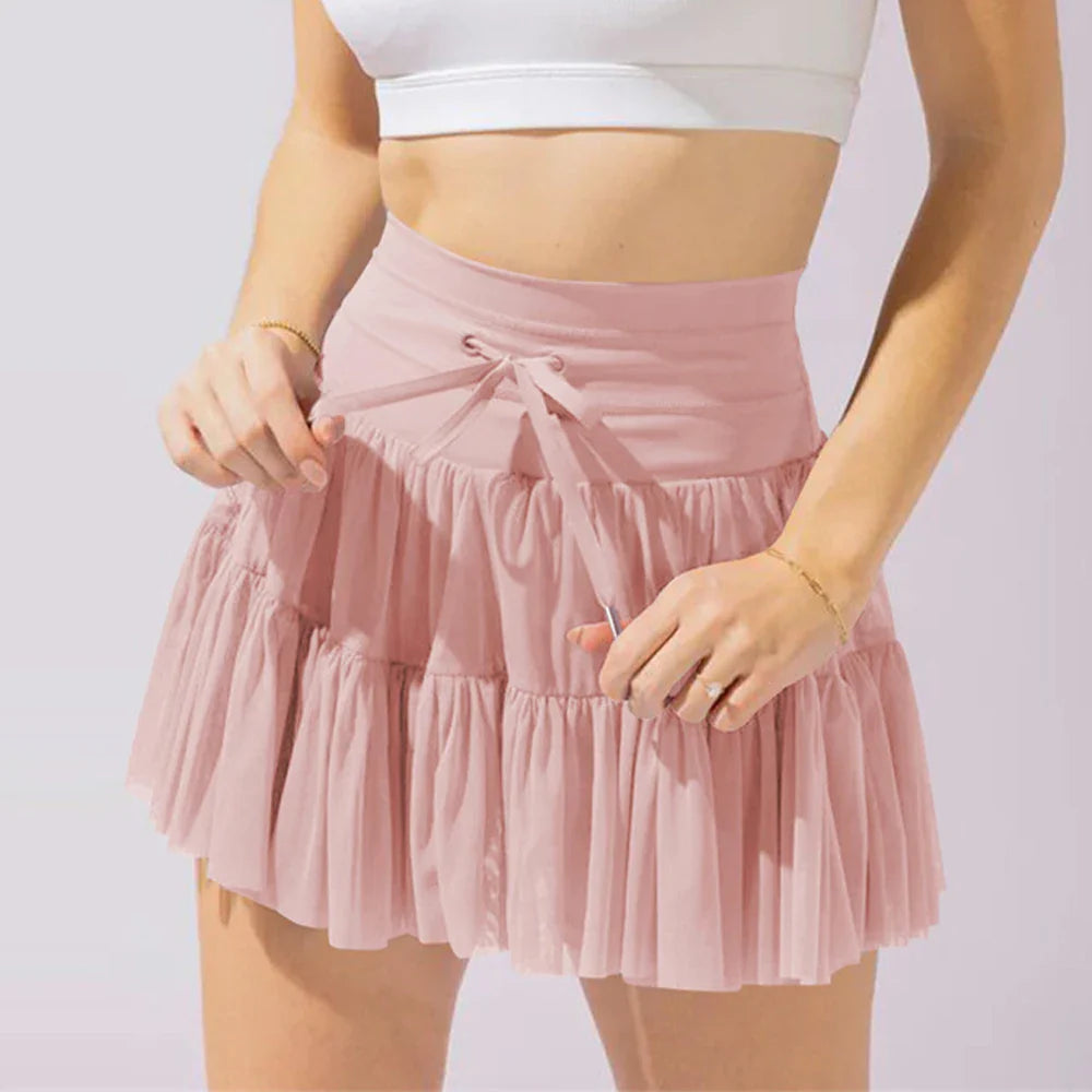 Skirts- Women Tennis Athletic Skirts- Pink- IndioGear.com