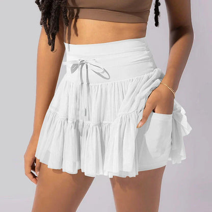 Skirts- Women Tennis Athletic Skirts- White- IndioGear.com