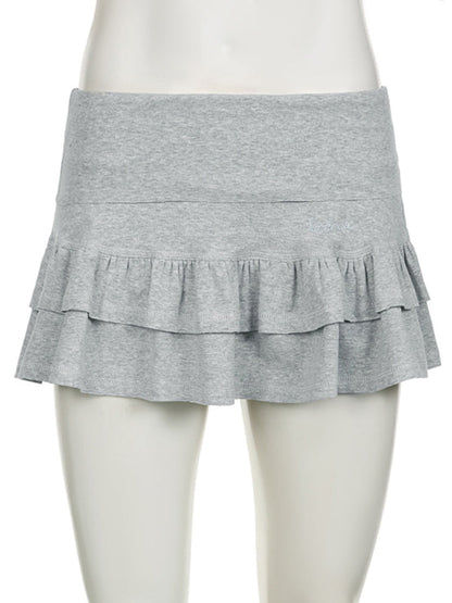 Tiered Ruffle Mini Skirt with Integrated Shorts for Women