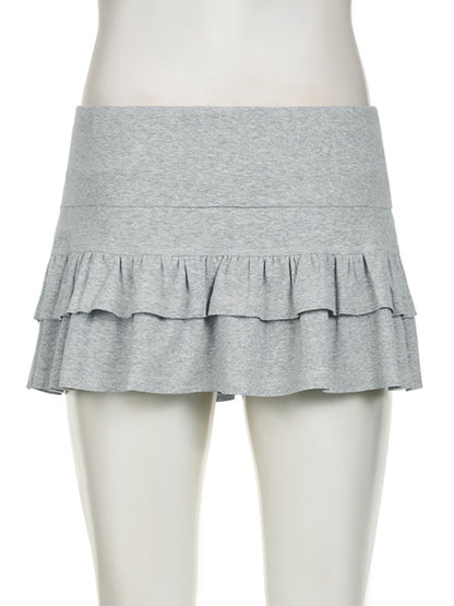 Tiered Ruffle Mini Skirt with Integrated Shorts for Women