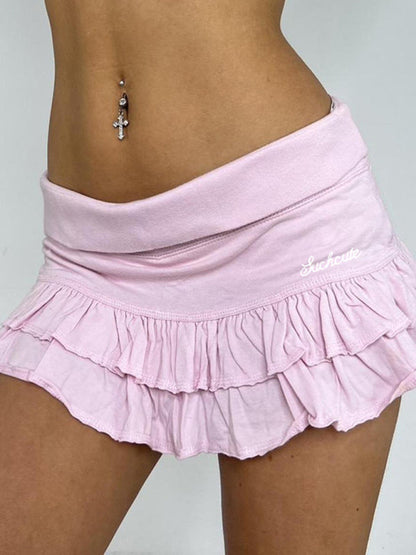 Gestufter Rüschen-Minirock mit integrierten Shorts für Damen