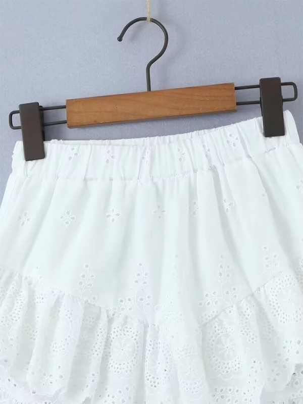 Skrits- Artisanal Beauty Women's Cotton Embroidered Layered Mini Skirt- - IndioGear Fashion and Gear