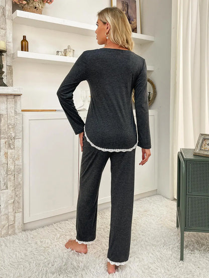 Sleepwear- Chic Cozy Nights Full-Length Sleepwear Set- - IndioGear Women Clothing