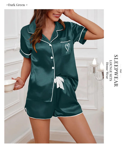 Sleepwear- Silky Luxe Lounge Set - Waist Tie PJs- - IndioGear Women Clothing