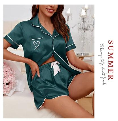 Sleepwear- Silky Luxe Lounge Set - Waist Tie PJs- - IndioGear Women Clothing