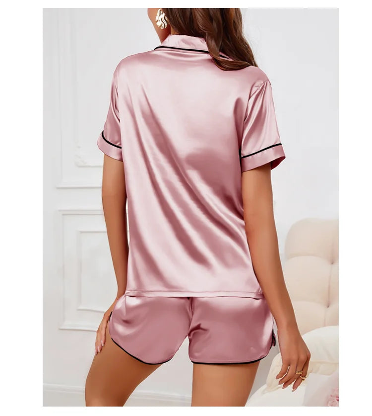 Sleepwear- Silky Luxe Lounge Set - Waist Tie PJs- - IndioGear Women Clothing