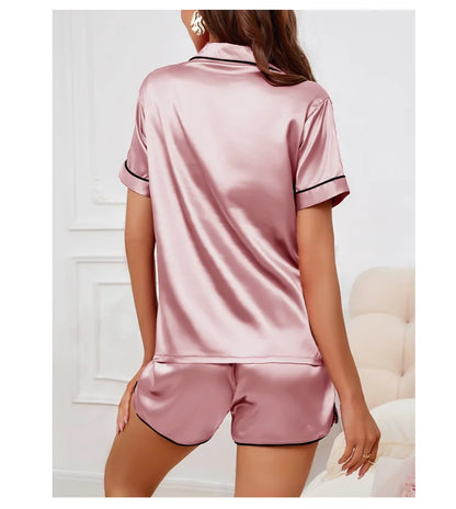 Sleepwear- Silky Luxe Lounge Set - Waist Tie PJs- - IndioGear Women Clothing